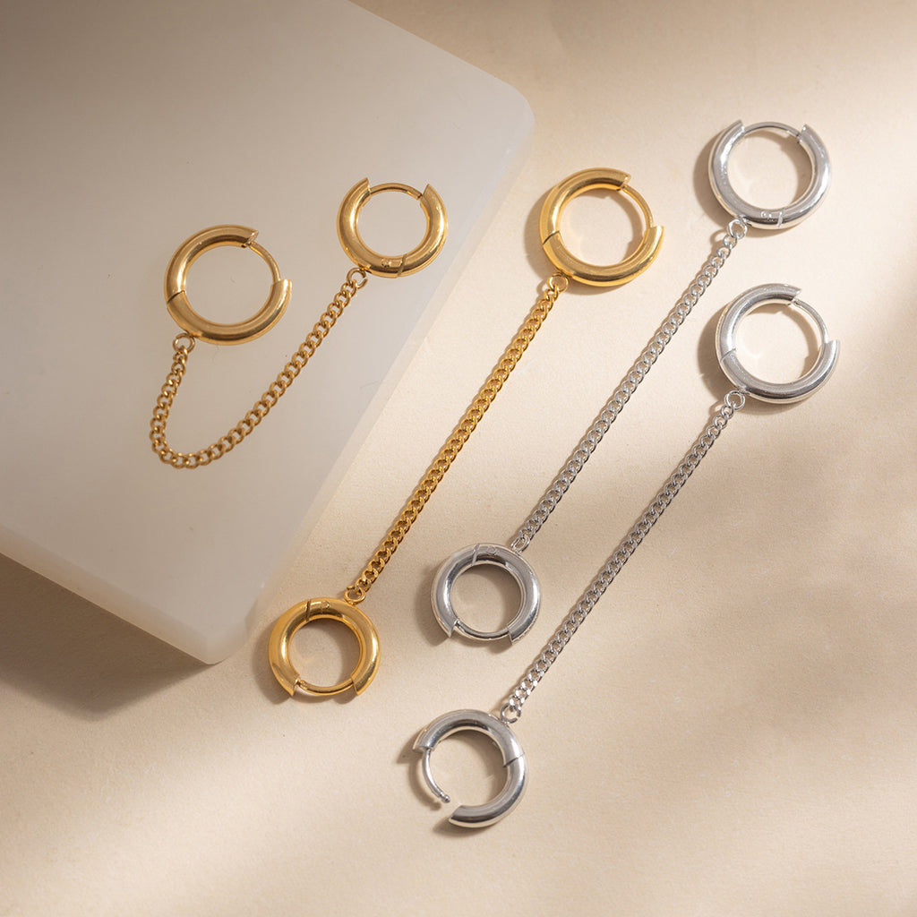 Damen Ohrhänger mit elegantem Kettendesign und hypoallergenem Edelstahl Shop Nory
