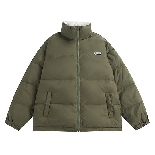 Unisex Boxy wattierte Oversize-Pufferjacke mit hohem Stehkragen und minimalem Branding Shop Nory