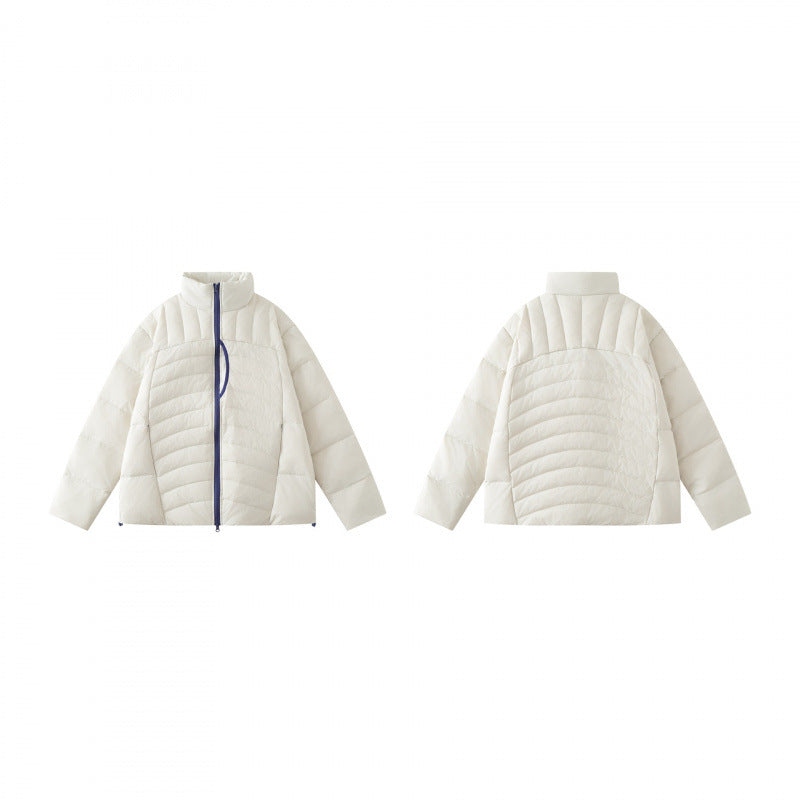 Unisex Boxy-Steppjacke mit hohem Stehkragen und kontrastierendem Zweiwege-Reißverschluss Shop Nory