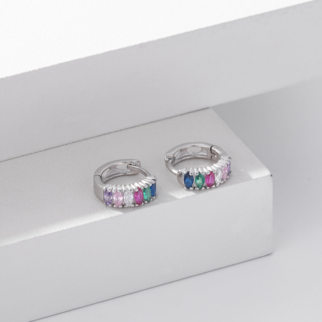 Damen Creolen mit bunten Zirkonia und hochwertiger 925 Sterlingsilberfassung Shop Nory