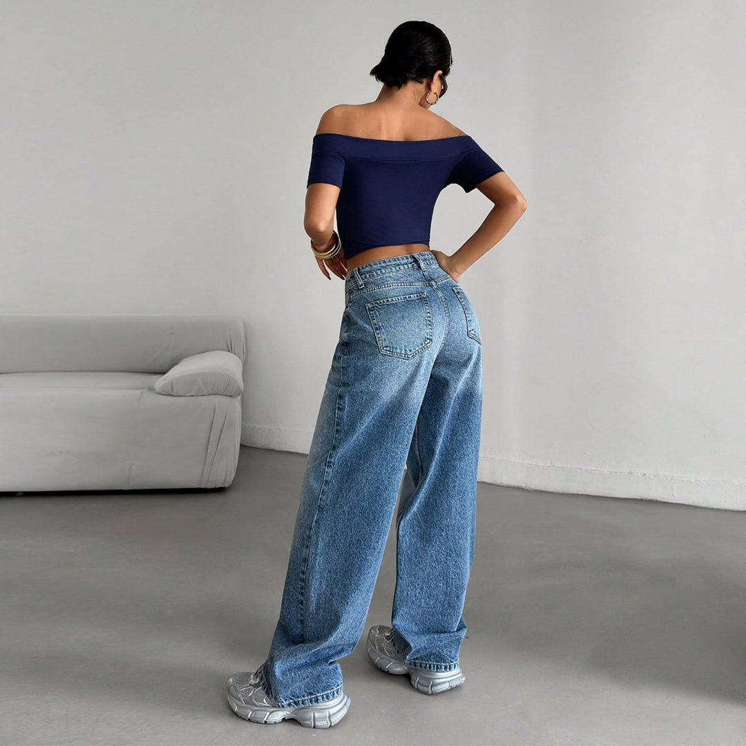 Damen High-Waist Weite-Jeans mit Paperbag-Bund Shop Nory