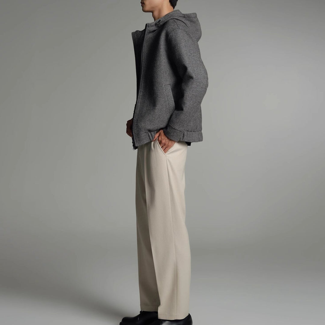 Herren Kurze Wollmisch-Kapuzenjacke mit Reißverschluss und elastischem Saum Shop Nory