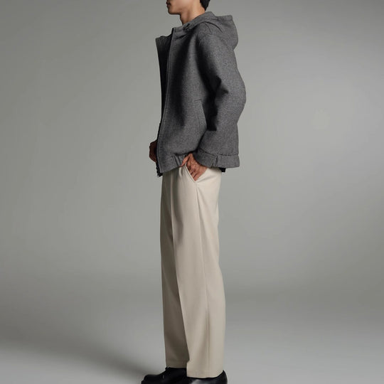 Herren Kurze Wollmisch-Kapuzenjacke mit Reißverschluss und elastischem Saum Shop Nory