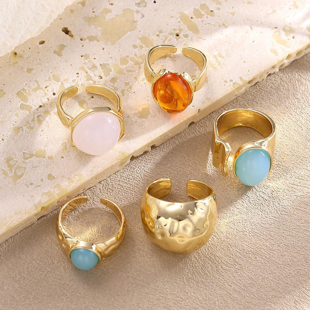 Damen Ring-Set mit kunstvollen Designs und verschiedenen Edelsteinen Shop Nory