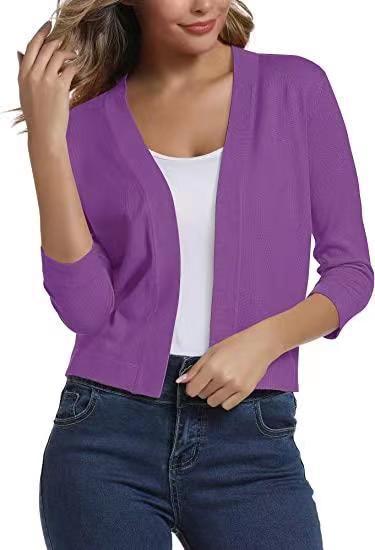 Damen nan offener Kurzcardigan mit dreiviertelärmeln und elastischem Saum Shop Nory