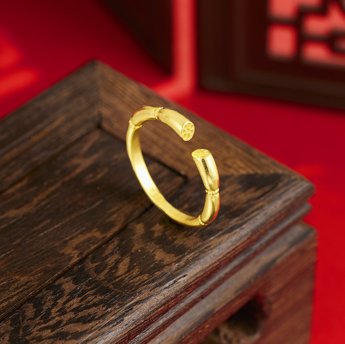 Damen eleganter und zeitgenössischer Ring im Bambusdesign Shop Nory