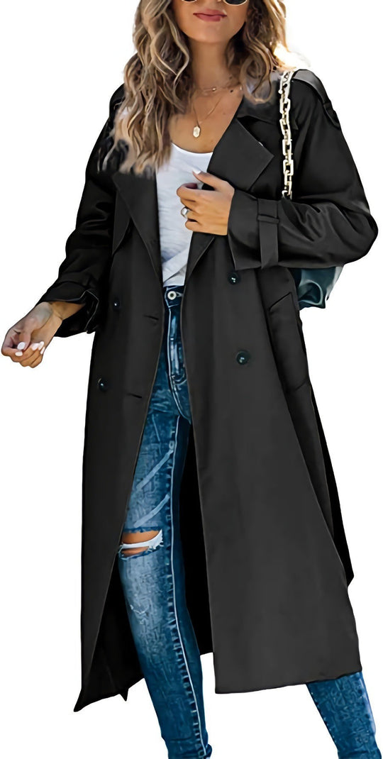 Damen Modischer Trenchcoat mit doppelter Knopfleiste und lässigem Schnitt