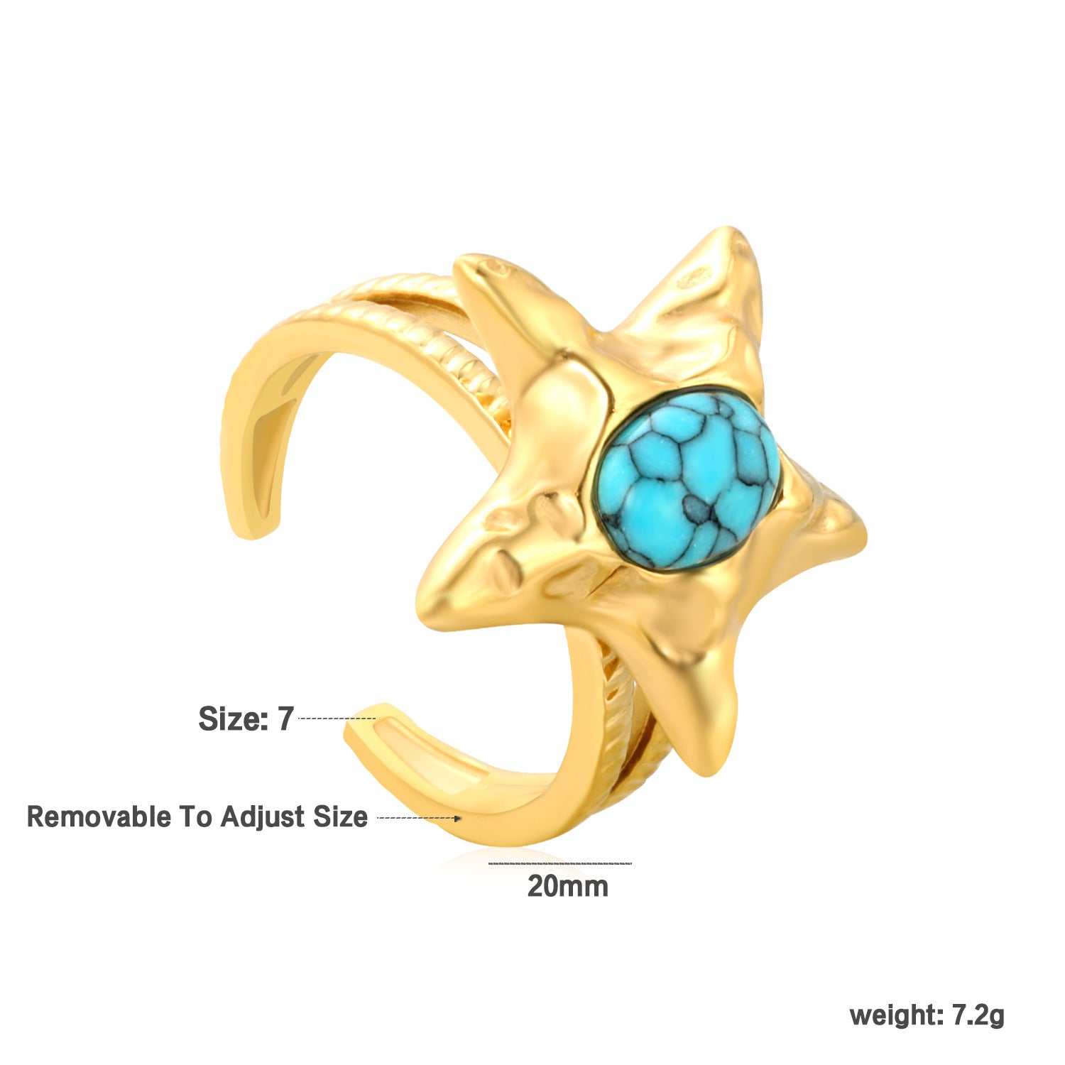Damen Offener Ring mit einzigartigem Sternenanhänger und adjustablem Design Shop Nory