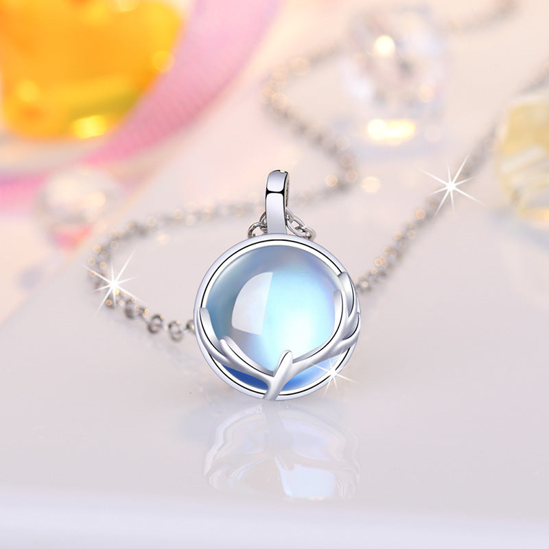Damen Halskette mit stilvollem Cabochon-Anhänger und erlesenem Leaf-Design Shop Nory