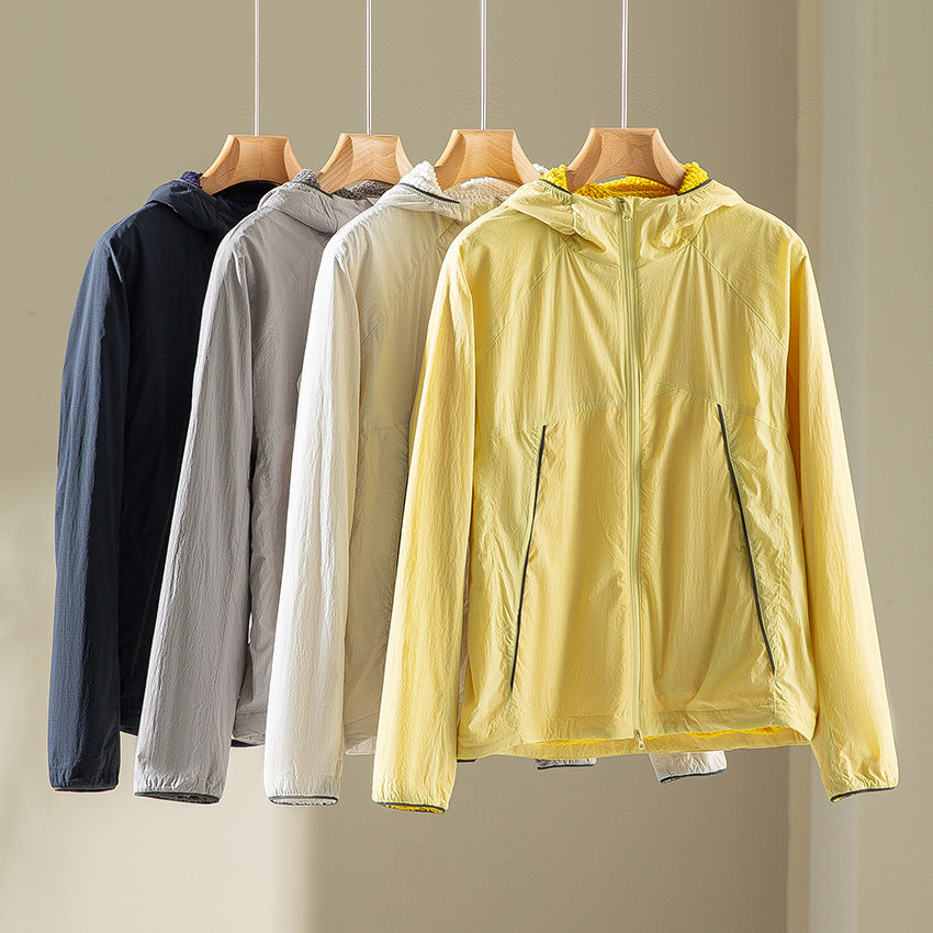Herren leichte wind- und wasserabweisende Kapuzenjacke mit Fleece‑Innenfutter und Frontreißverschluss Shop Nory