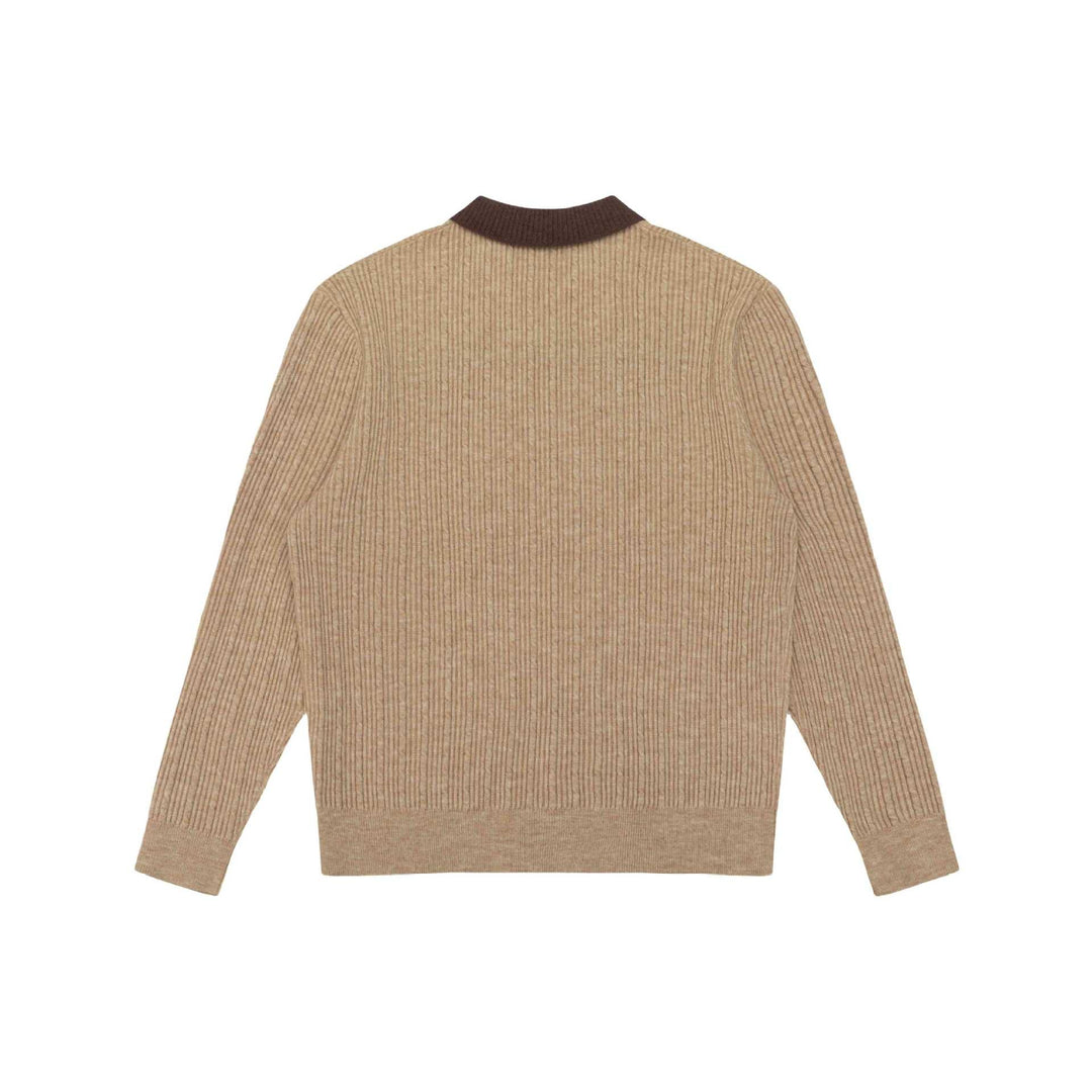 Herren Feinstrukturierter Rippstrick-Polo-Pullover mit Kontrastkragen Shop Nory