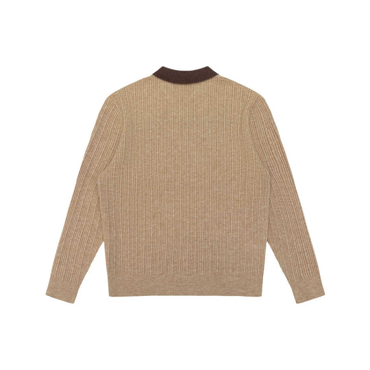 Herren Feinstrukturierter Rippstrick-Polo-Pullover mit Kontrastkragen Shop Nory