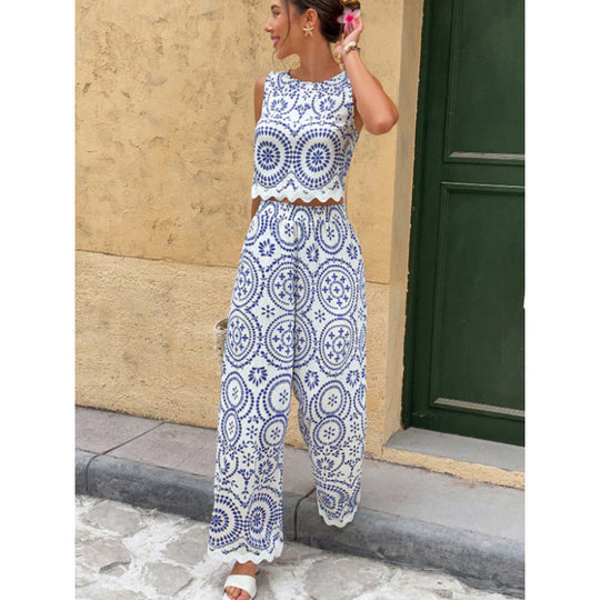 Damen Zweiteiliges Set mit floralem Muster und weitem Schnitt