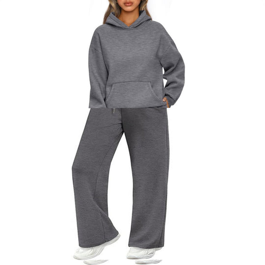 Damen nan Cozy-Loungewear-Set mit oversized Kapuzenpullover, Kängurutasche und weiten Palazzo-Jogginghose Shop Nory