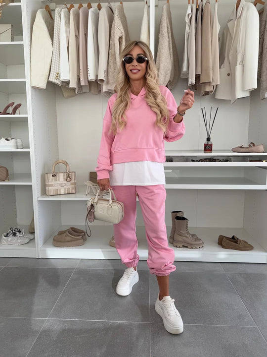Damen Oversized Hoodie- und Jogging-Set aus Bio-Baumwolle mit Cropped-Sweat und elastischer Bündchenhose Shop Nory