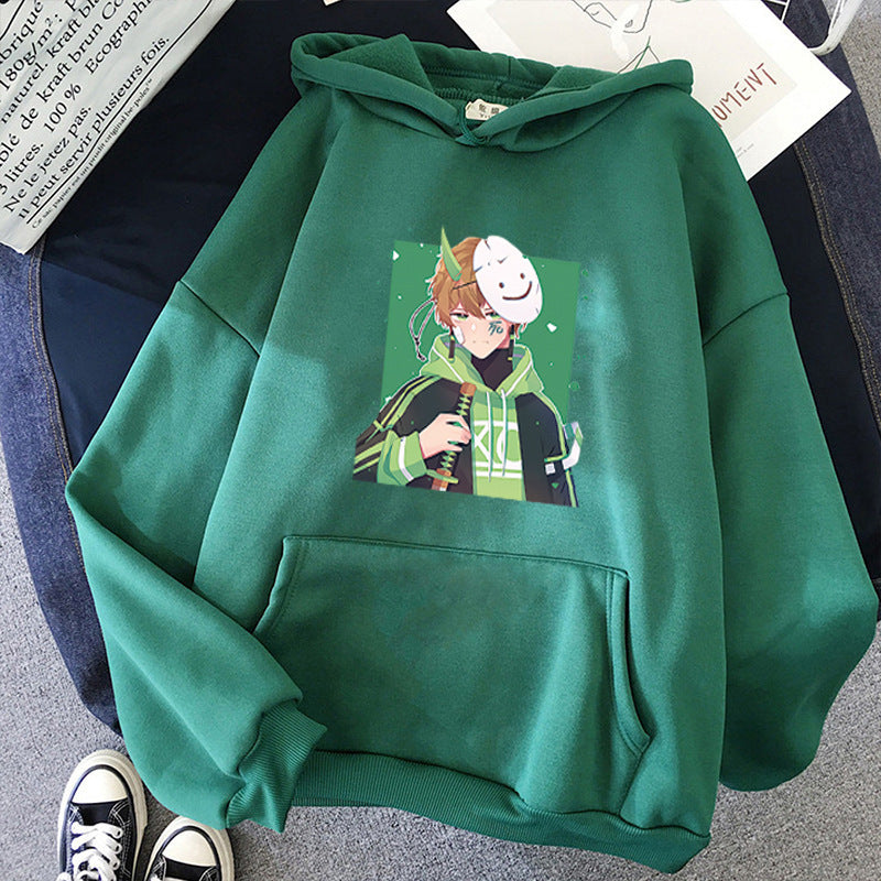 Damen nan Kapuzenpullover mit geprintetem Manga-Motiv und weichem Fleece-Innenfutter Shop Nory