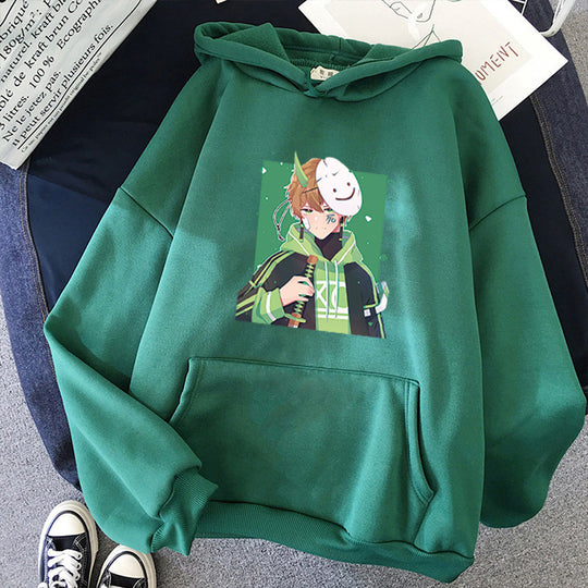 Damen nan Kapuzenpullover mit geprintetem Manga-Motiv und weichem Fleece-Innenfutter Shop Nory
