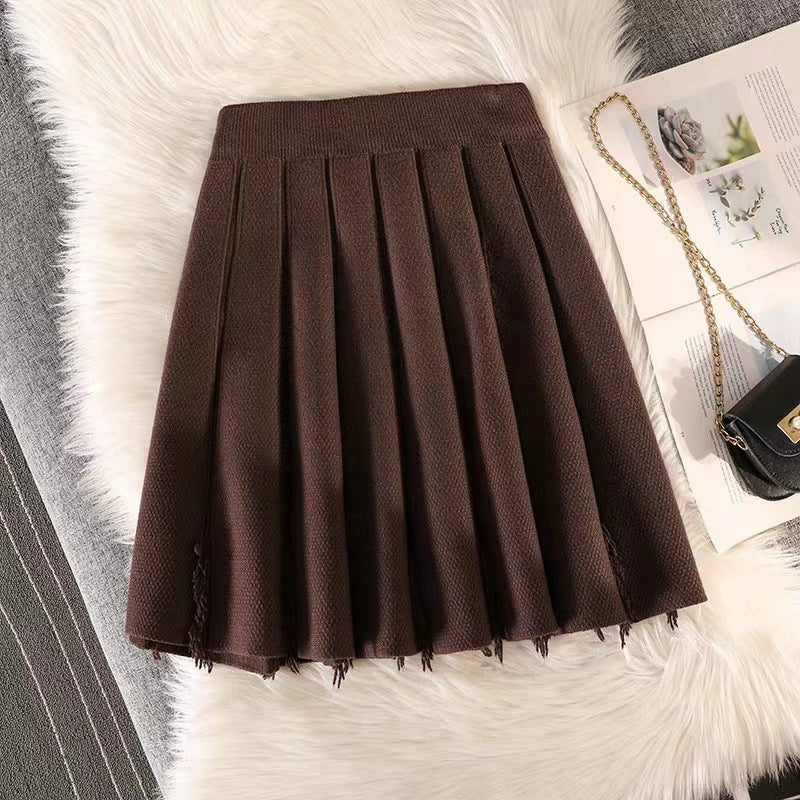 Damen Eleganter Plissee-Rock mit feinem Strickdesign Shop Nory