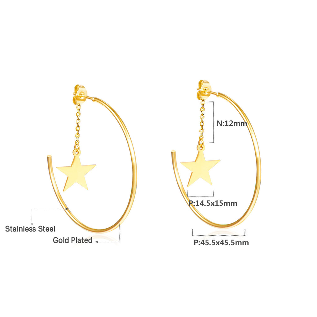 Damen Hängende Creolen mit strukturiertem Wellenmuster aus Edelstahl und hochwertiger Goldbeschichtung Shop Nory