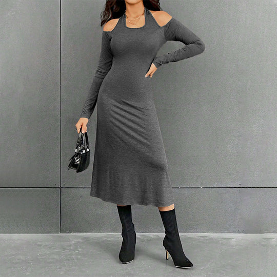 Damen figurbetontes Midikleid mit Neckholder, Cut-Out-Schultern und taillierter Jersey-Silhouette Shop Nory