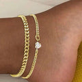 Damen Fußkettchen aus elegantem, vergoldetem Metall mit funkelndem Anhänger Shop Nory