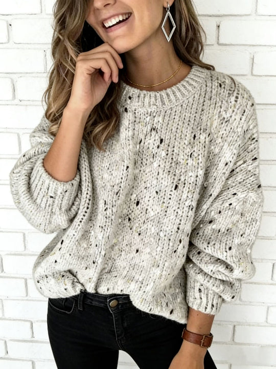 Damen Lockerer Mohair‑Optik Ajour‑Pullover mit Ballonärmeln Shop Nory