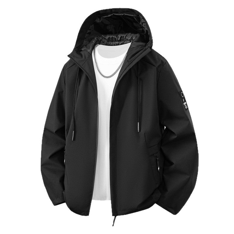 Herren Minimalistische Softshell-Kapuzenjacke mit mattierter Oberfläche, kontrastierenden Besätzen und verdecktem Zwei-Wege-Reißverschluss Shop Nory