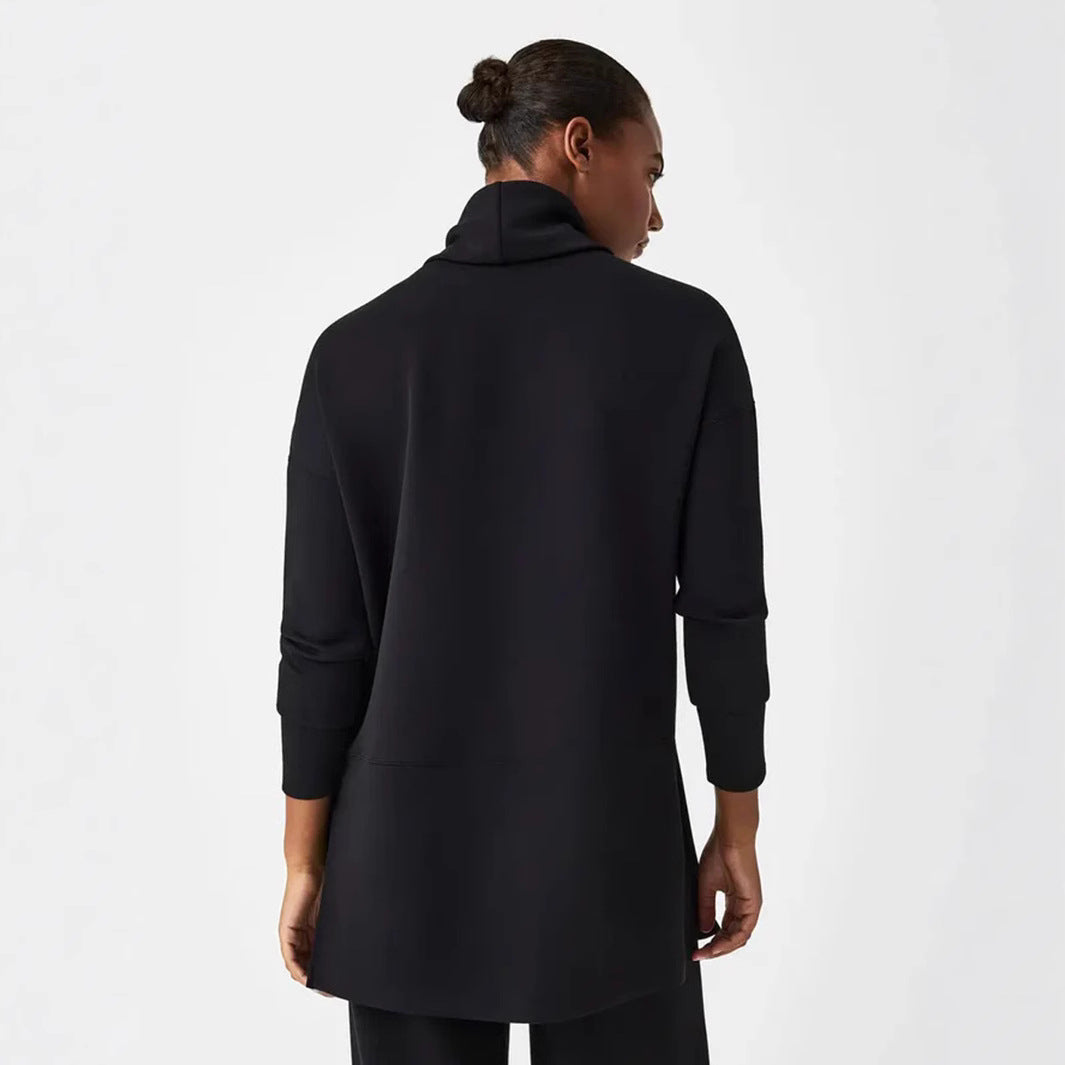 Damen Cozy Funnel Neck Tunika Pullover mit Übergrößen-Schnitt und seitlichen Schlitzen Shop Nory