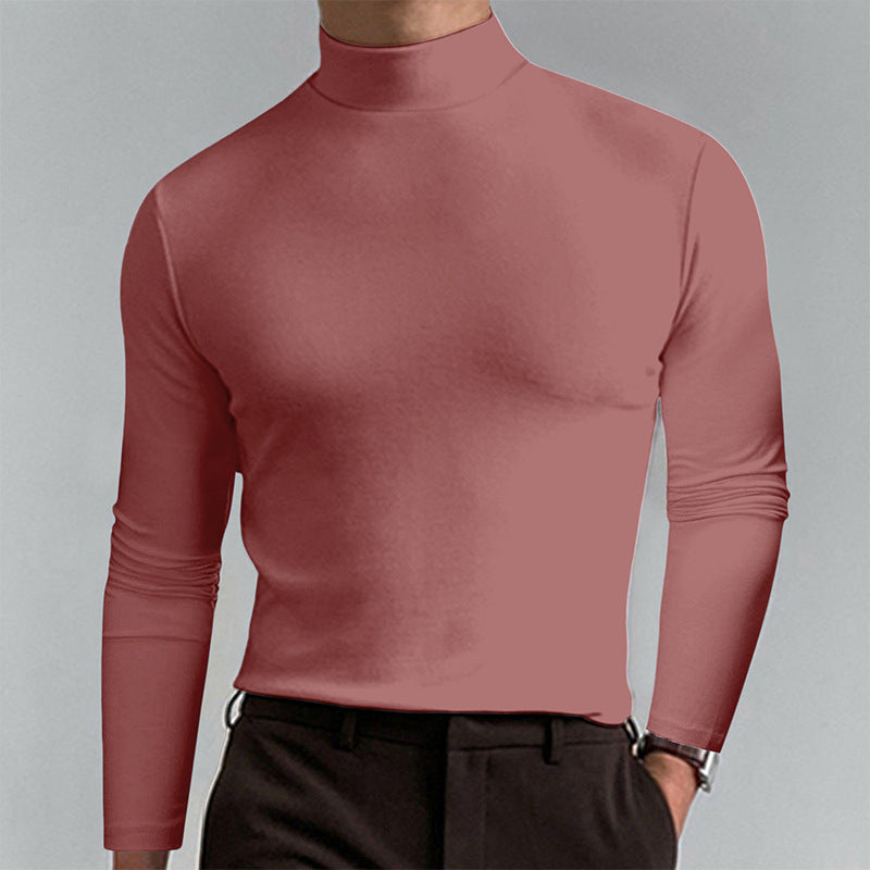 Herren Elegantes Langarm-T-Shirt mit hohem Kragen