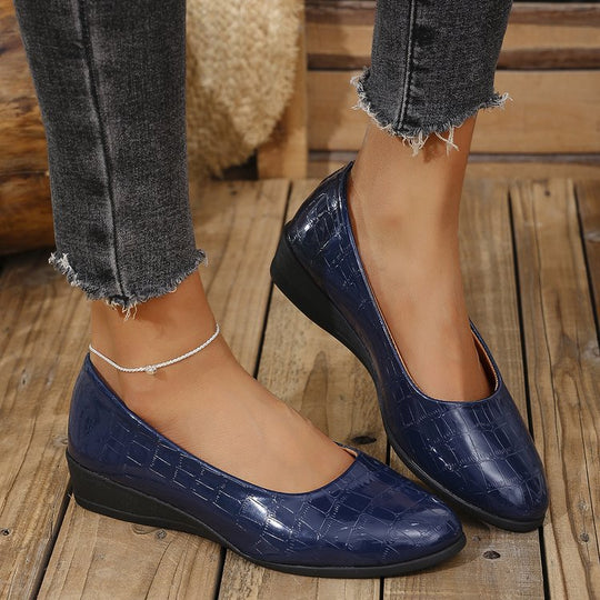 Damen Komfortable Wedge-Pantoletten mit elegantem Krokodilleder-Design