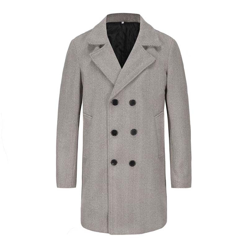 Herren Zweireihiger Fischgrat-Wollmix-Carcoat mit taillierter Schnittführung und gesteppter Thermofütterung Shop Nory