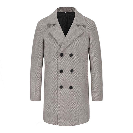 Herren Zweireihiger Fischgrat-Wollmix-Carcoat mit taillierter Schnittführung und gesteppter Thermofütterung Shop Nory