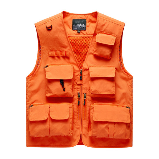 Herren Multifunktionale Outdoor‑Utilityweste mit Mesh‑Rücken, Mehrfach‑Fronttaschen und durchgehendem Reißverschluss Shop Nory