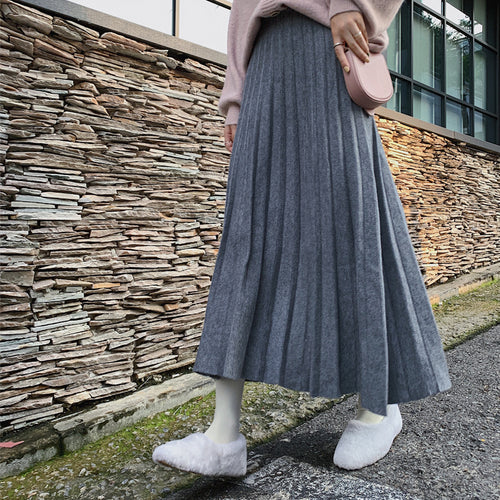 Damen Langer, plissierter Rock aus weichem Material Shop Nory