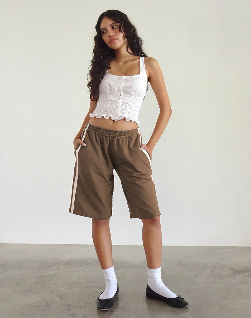 Damen lässige Sport-Bermudashorts mit seitlichen Streifen Shopnory