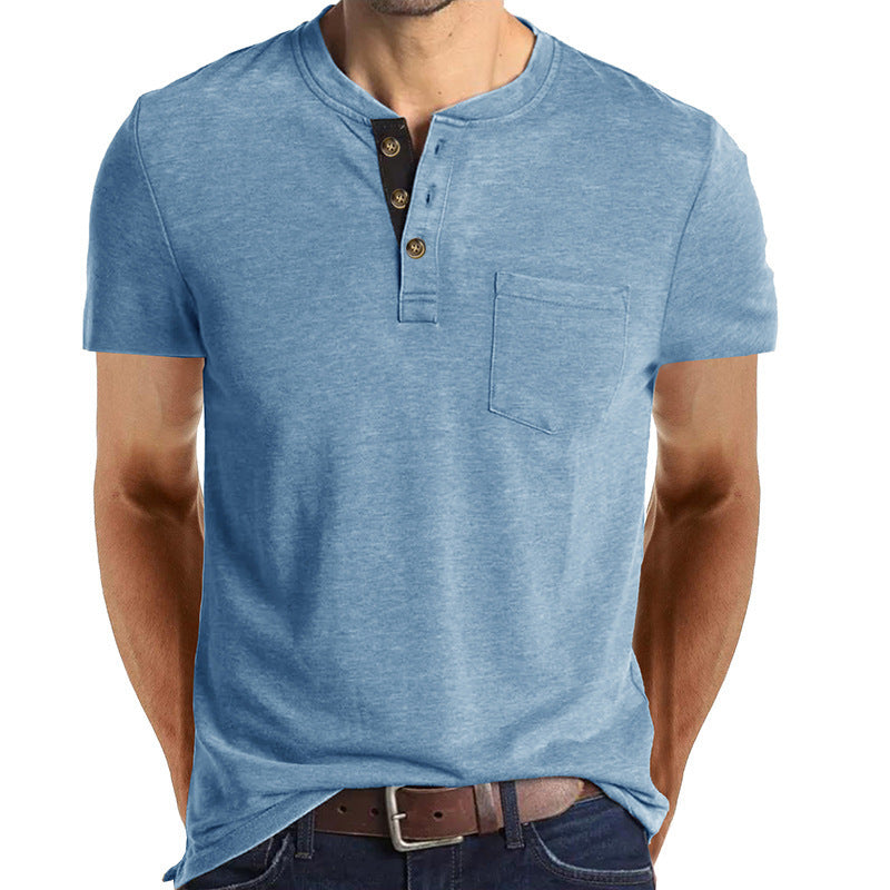 Herren T-Shirt mit strukturiertem Kragen und Brusttasche