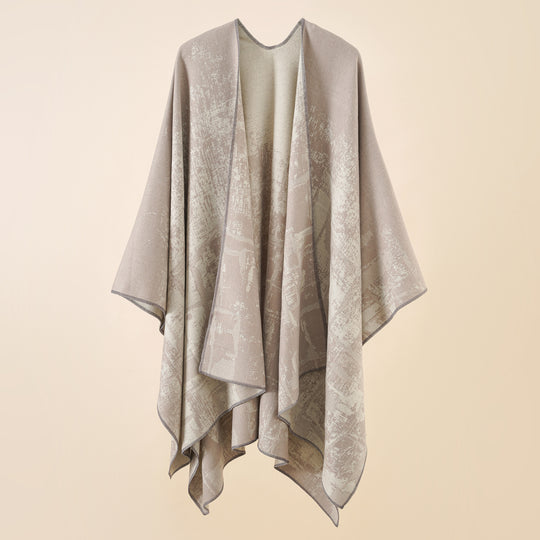Damen Wollmix-Cape mit grafischem Jacquard, offenem Kimono-Fall und weichfallender Drapierung Shop Nory