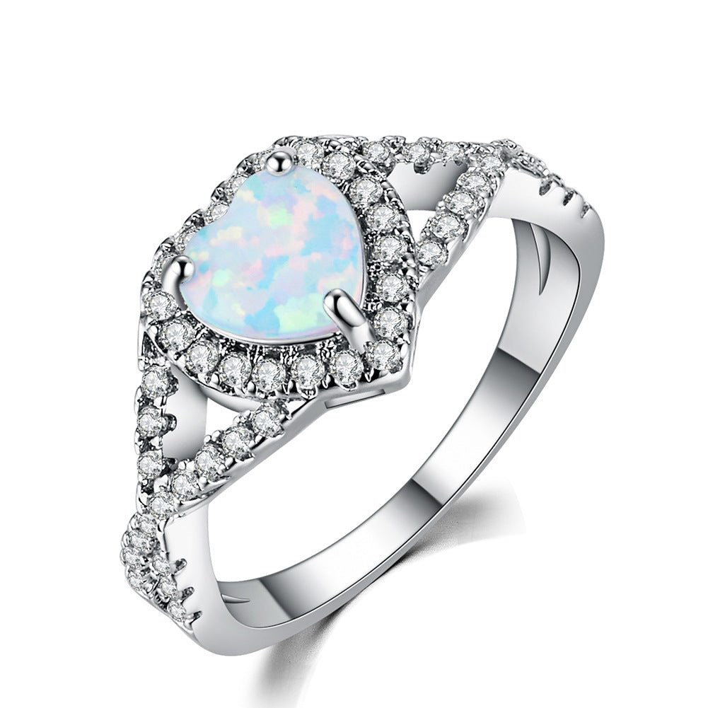 Damen Ring mit herzförmigem Opal und funkelnden Zirkonia-Details Shop Nory 1782015887