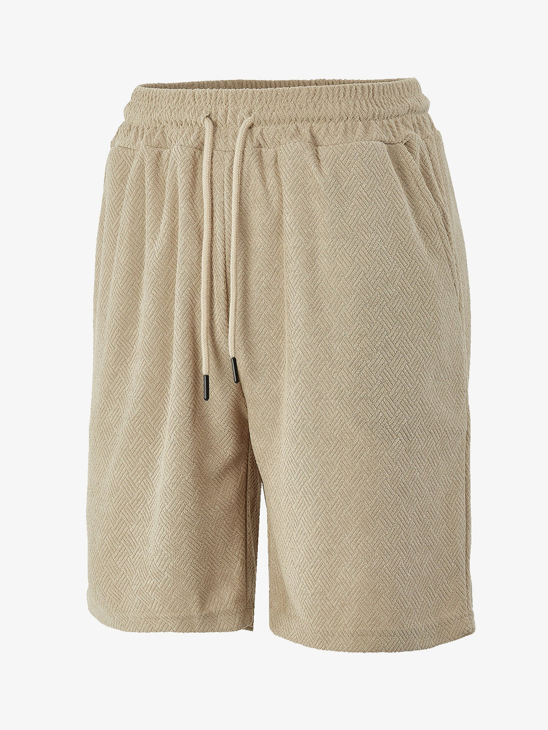Herren nan Frottee-Shorts mit Fischgrätstruktur, elastischem Kordelbund und Seitentaschen Shopnory