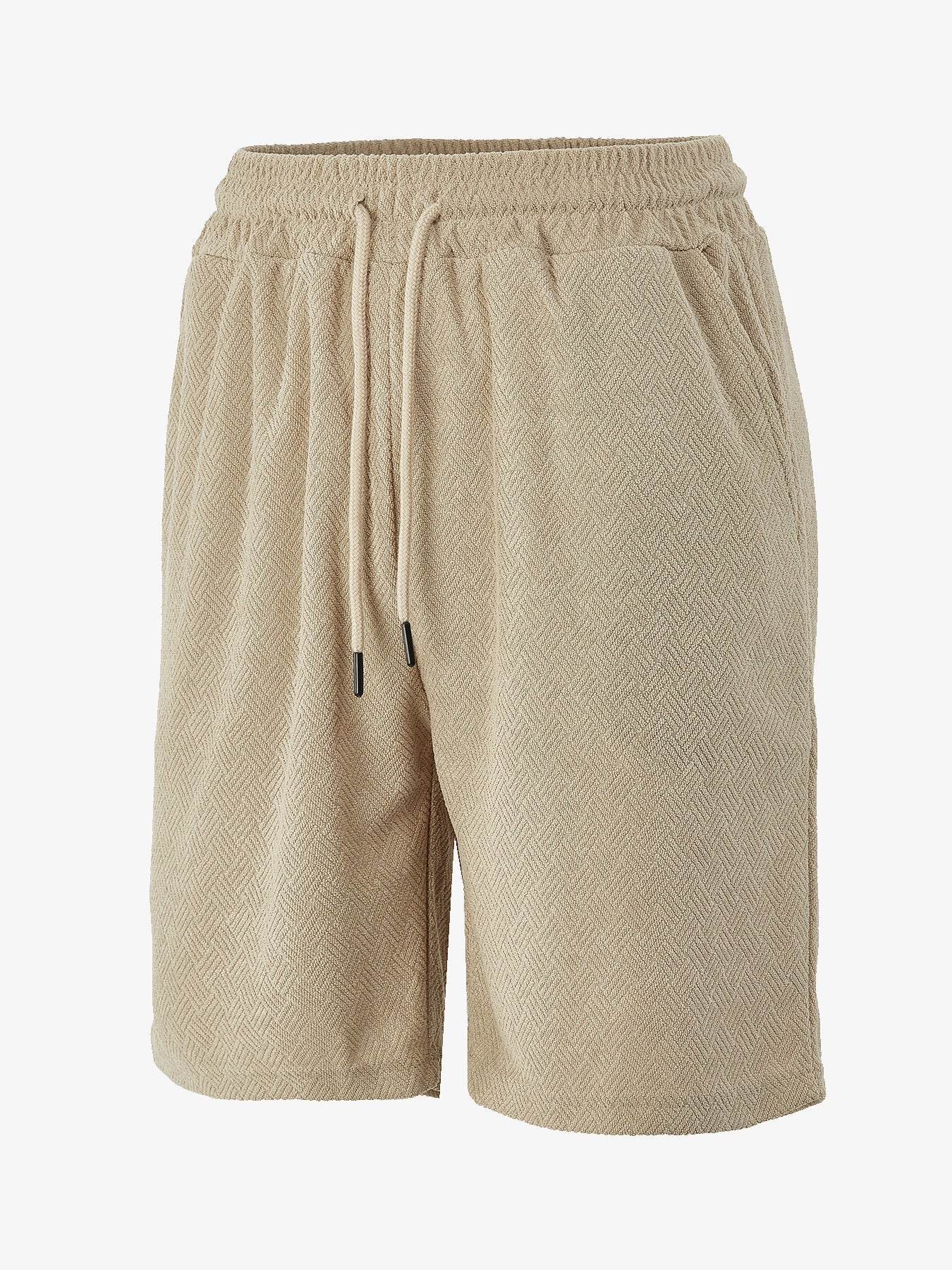 Herren nan Frottee-Shorts mit Fischgrätstruktur, elastischem Kordelbund und Seitentaschen Shopnory