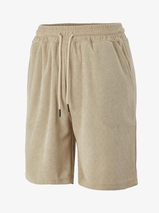 Herren nan Frottee-Shorts mit Fischgrätstruktur, elastischem Kordelbund und Seitentaschen Shopnory