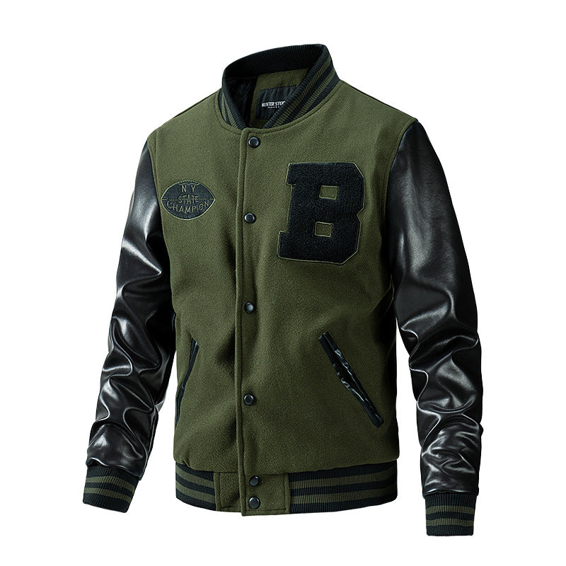 Herren Collegejacke aus Wollmix mit verstärkten Lederärmeln Shop Nory