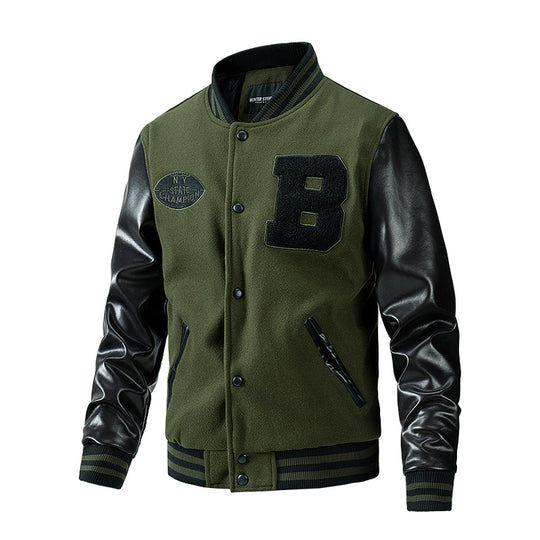 Herren Collegejacke aus Wollmix mit verstärkten Lederärmeln Shop Nory