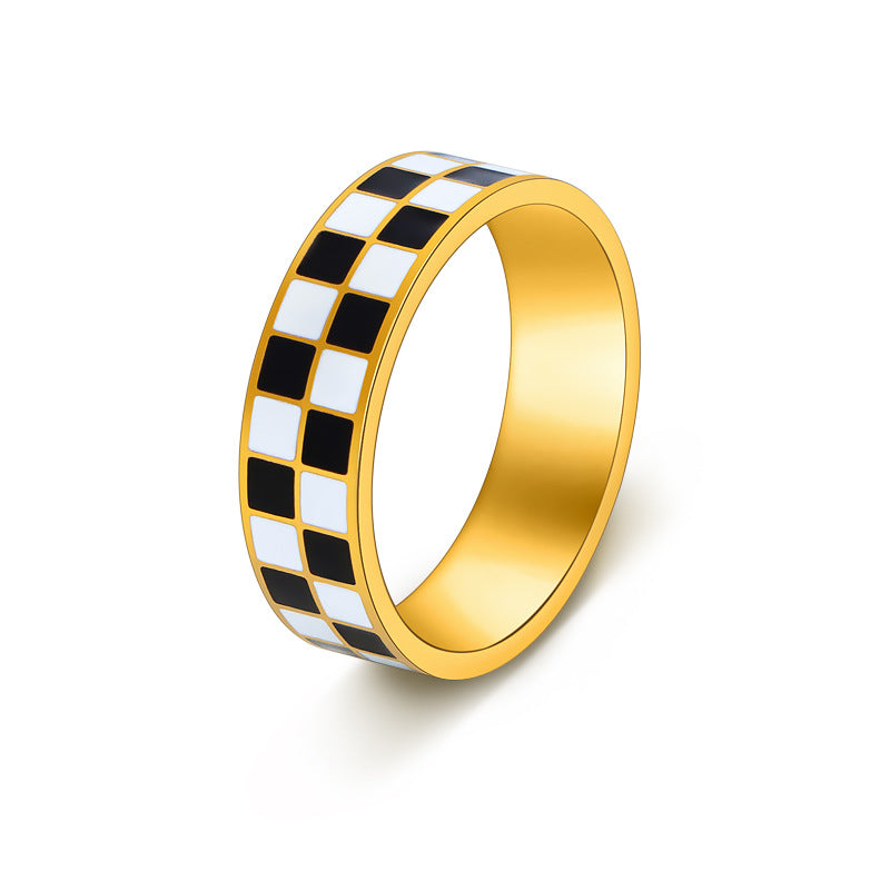 Damen modischer Ring mit einzigartigem Schachbrettmuster Shop Nory