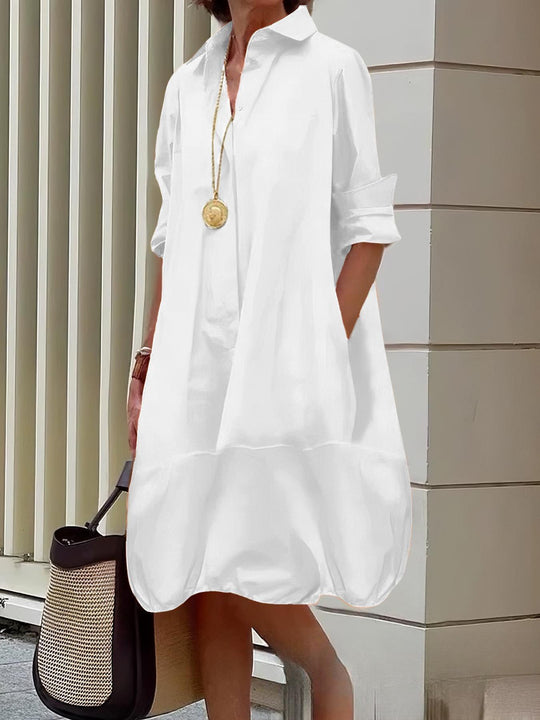 Damen Lässiges Hemdblusenkleid mit weit geschnittenem Saum ShopNory