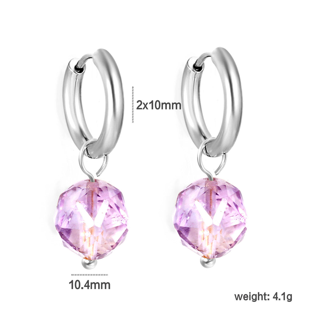 Damen Hängende Ohrstecker mit herzförmigem Amethyst-Anhänger und goldplattiertem Design Shop Nory