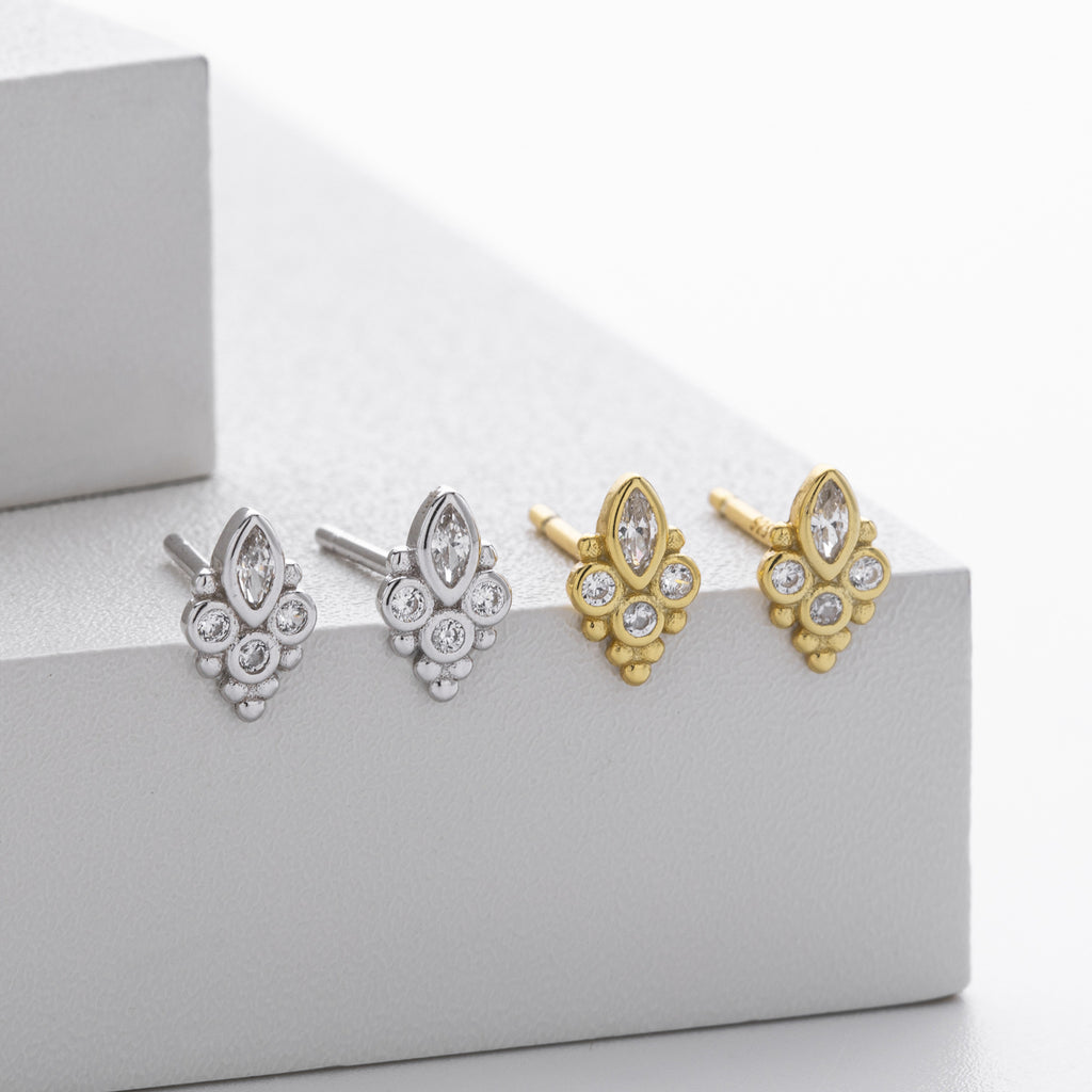 Damen Ohrstecker mit elegantem marquiseförmigem Design aus 925 Sterling Silber Shop Nory