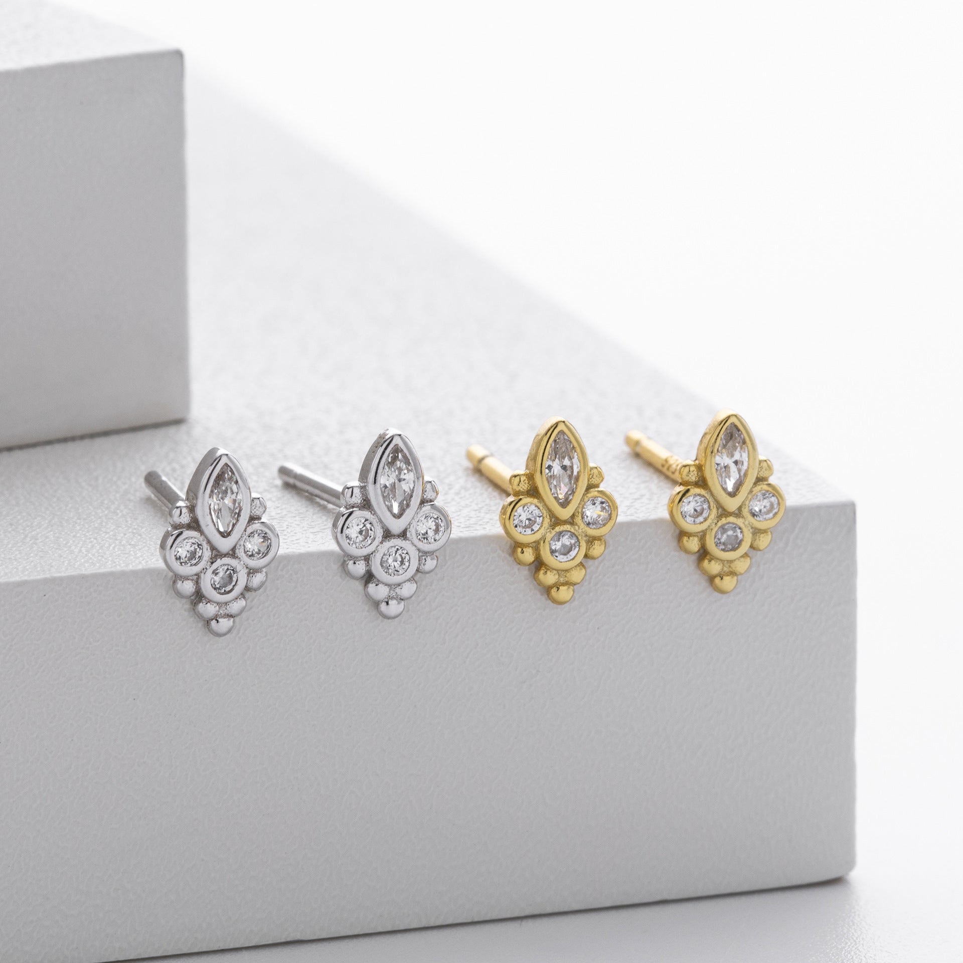 Damen Ohrstecker mit elegantem marquiseförmigem Design aus 925 Sterling Silber Shop Nory