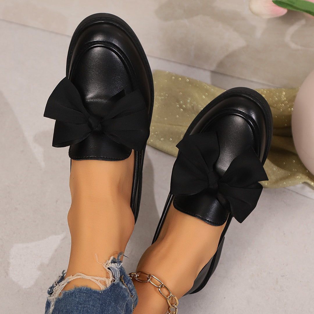 Damen Elegante Slip-On-Loafer mit übergroßer Stoffschleife und ergonomischem Komfortfußbett Shop Nory