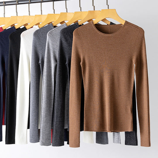 Damen Feiner Feinstrickpullover mit Rundhalsausschnitt und figurnaher Silhouette Shop Nory